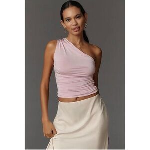 Anthropologie Lilac Fitted One Shoulder Ruched Top Sz XXS Y2K 90’s Retro NWT